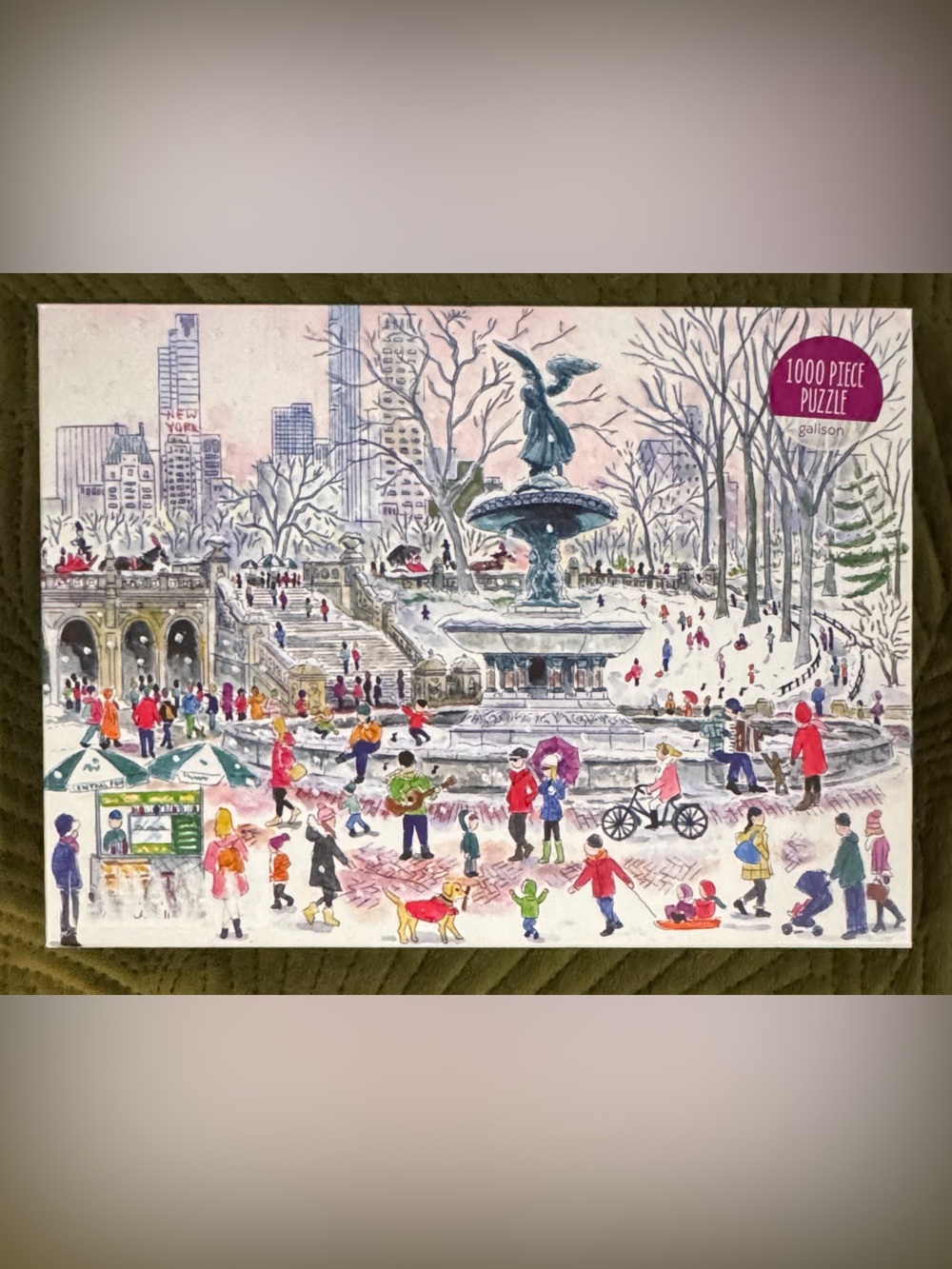 COMPLETE Galison Puzzle 1000 Pcs Bethesda Fountain Artist Michael Storrings NYC